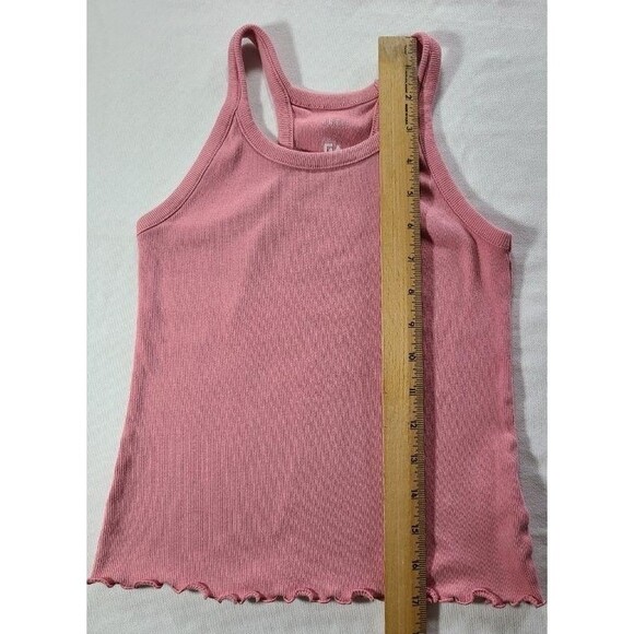 Free Assembly Pink Ribbed Tank Top Medium 7/8 Racerback Lettuce Hem - Picture 5 of 5